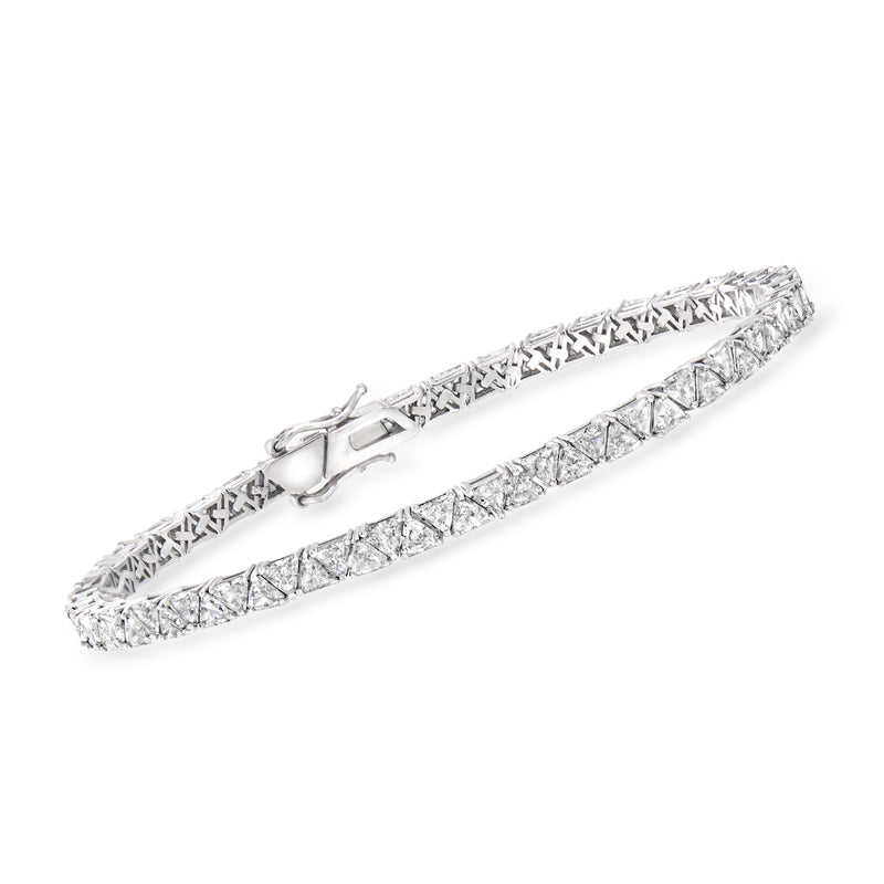 18k white gold diamond triangle tennis bracelet with prong-set sparkling triangle stones