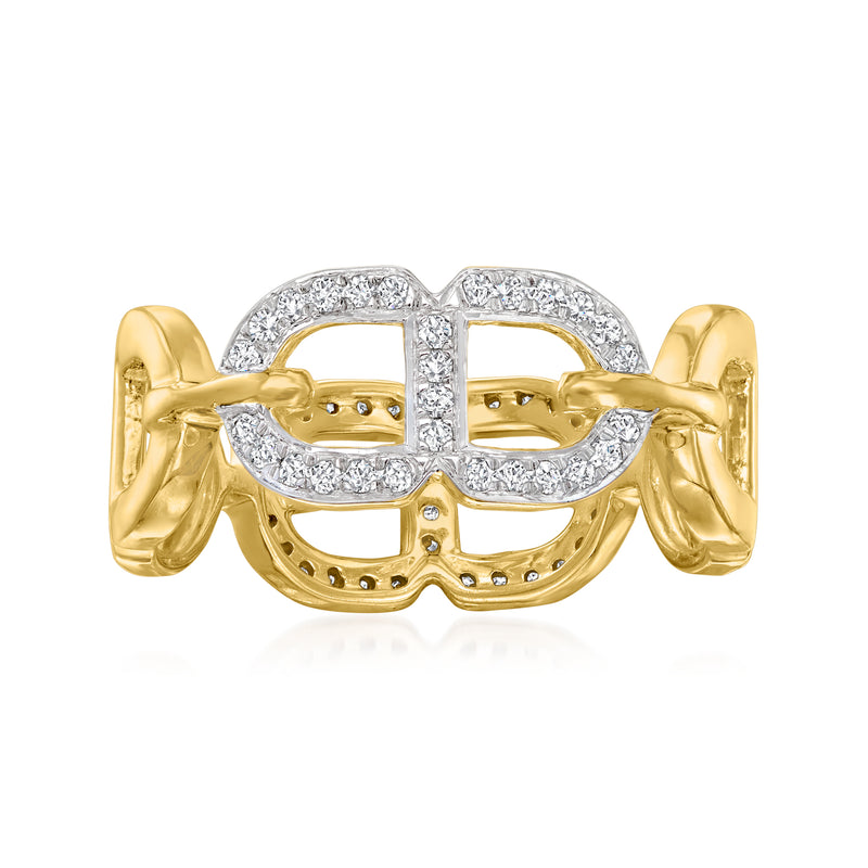Open-link diamond ring in gold over sterling