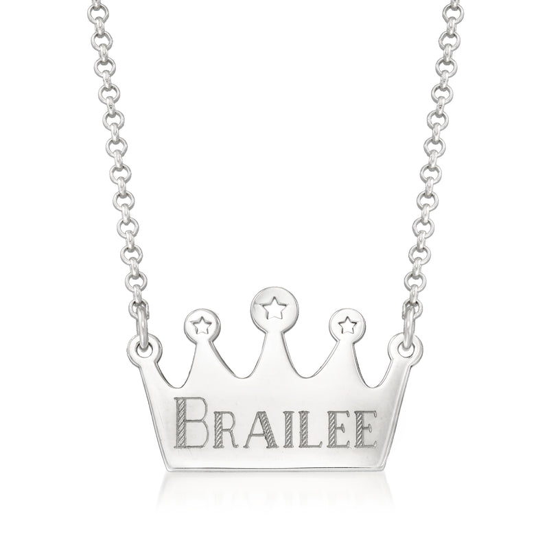Sterling silver crown necklace with Braille inscription