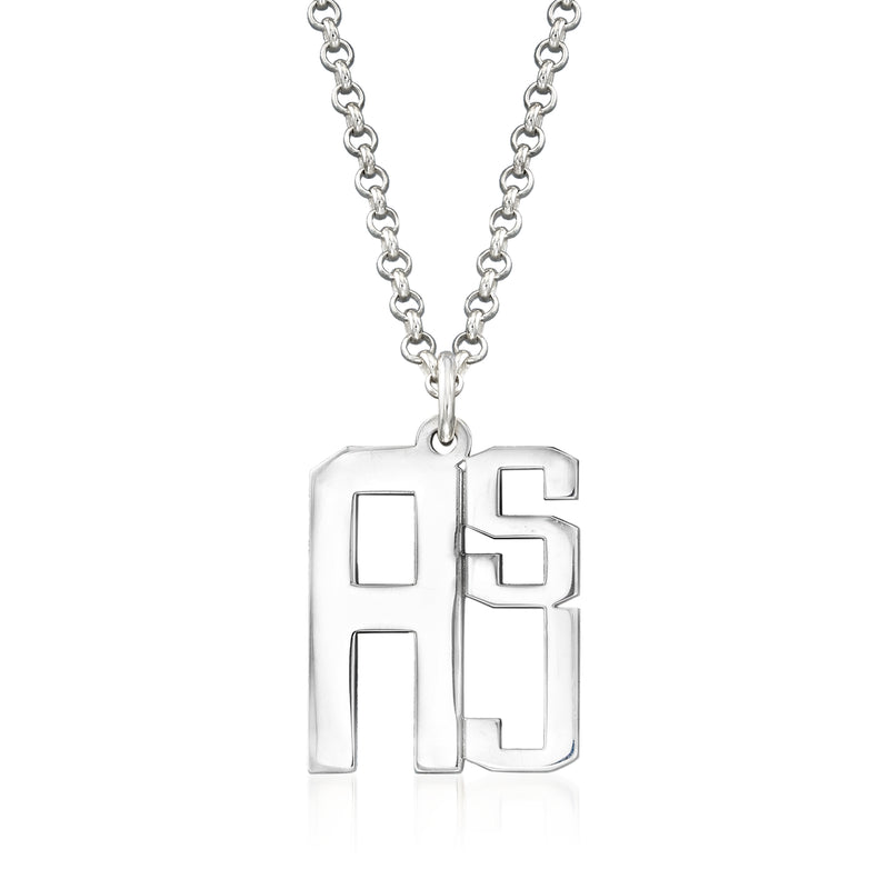 Sterling silver personalized stacked monogram pendant necklace, letter design