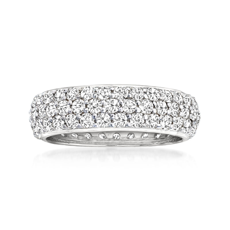 Diamond eternity band in 14kt white gold with micropave setting