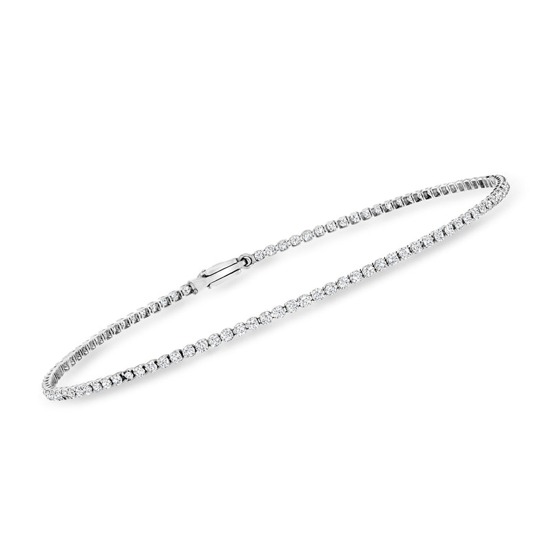 14kt white gold diamond tennis bracelet with a continuous row of round stones