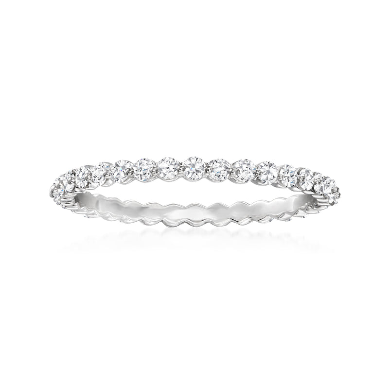 14kt white gold eternity band with round diamonds set in a continuous row