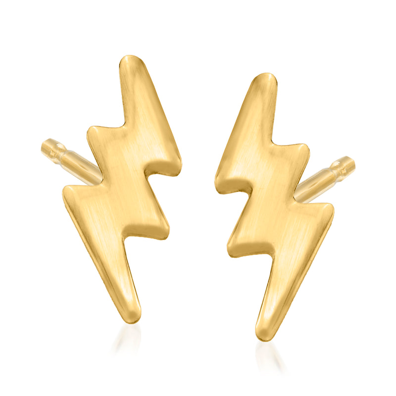 14kt yellow gold lightning bolt stud earrings