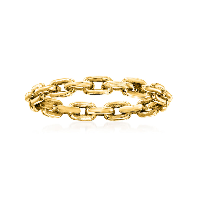 14kt yellow gold paper clip link ring with interlocking oval chain links