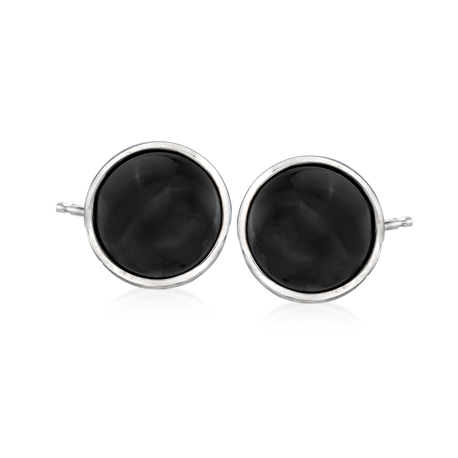 10mm Black Onyx Stud Earrings in Sterling Silver