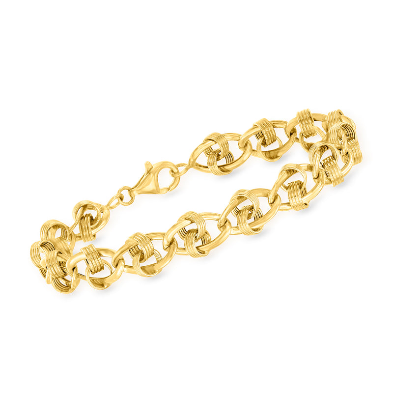 14kt yellow gold bracelet with curved oval-link chain and clasp