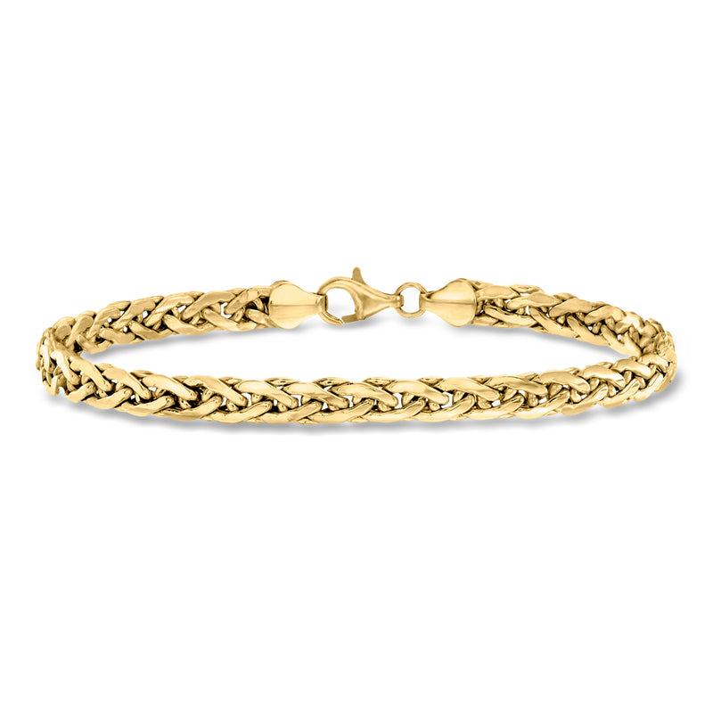 14k yellow gold wheat-link bracelet with clasp, chain links