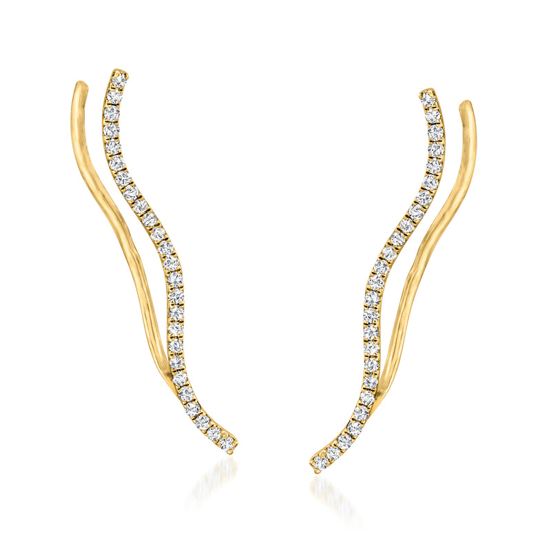 18kt gold over sterling diamond ear climber earrings