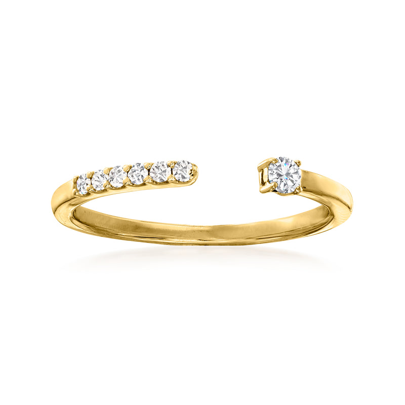 14kt yellow gold open-band ring with five round diamonds
