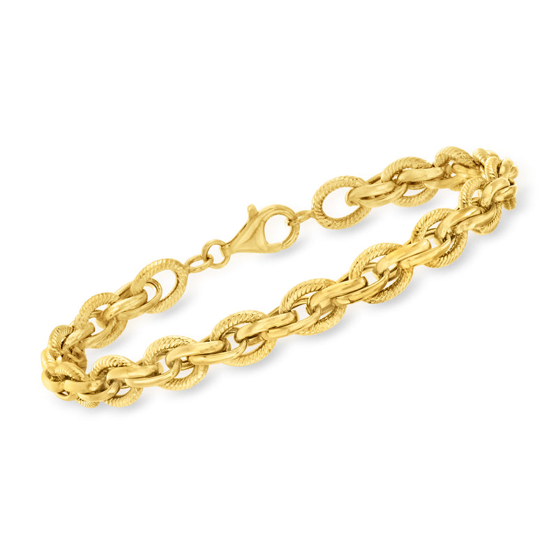 Yellow gold interlocking oval-link bracelet with secure clasp