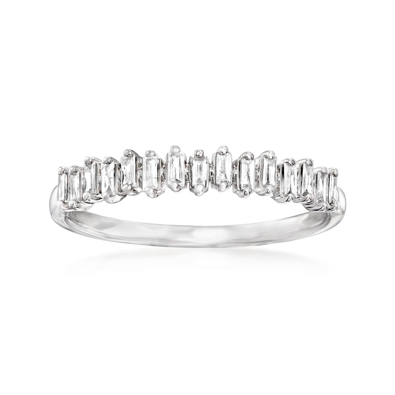 14kt white gold baguette diamond ring with channel-set baguettes