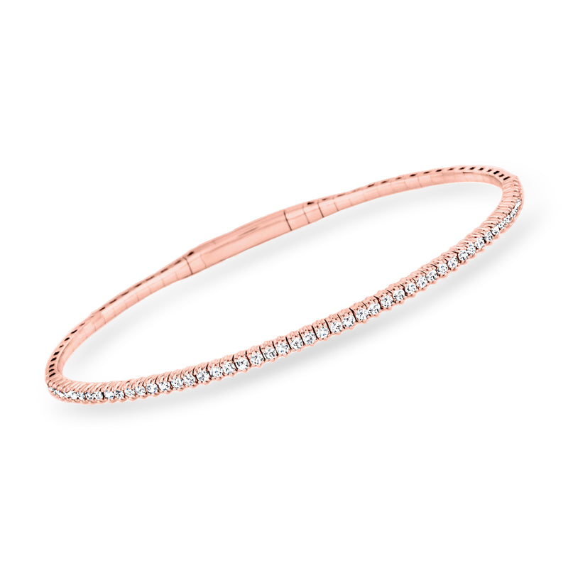 14kt rose gold diamond bangle bracelet with pavé stones