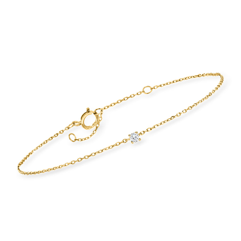 14kt yellow gold diamond station bracelet with small round diamond accents