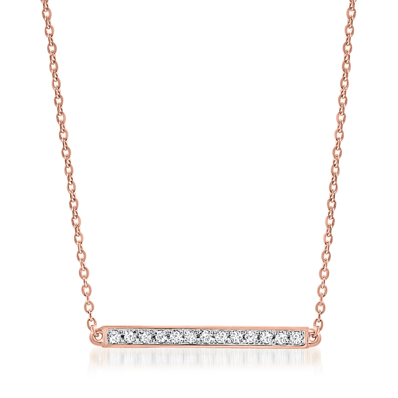 Rose gold diamond bar necklace on chain