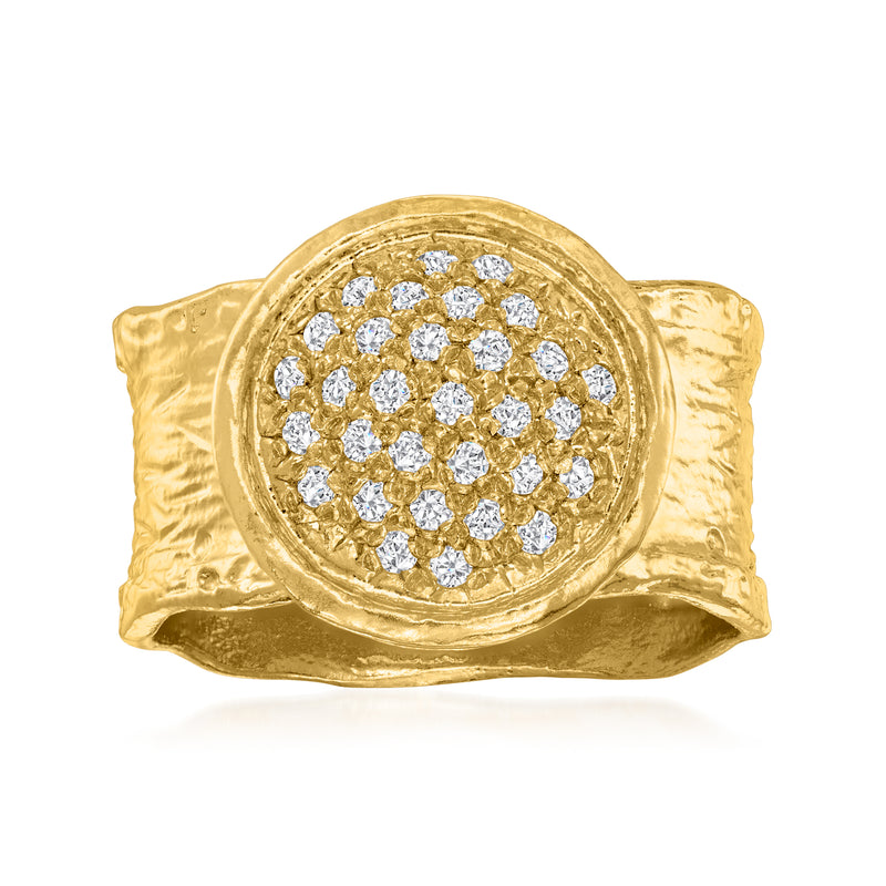 18kt gold over sterling pave diamond ring with round clustered stones