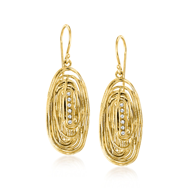 18kt gold over sterling wire swirl drop earrings with diamond accents