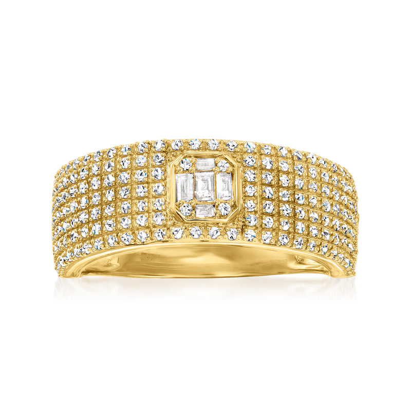 14kt yellow gold diamond cluster ring with square center cluster