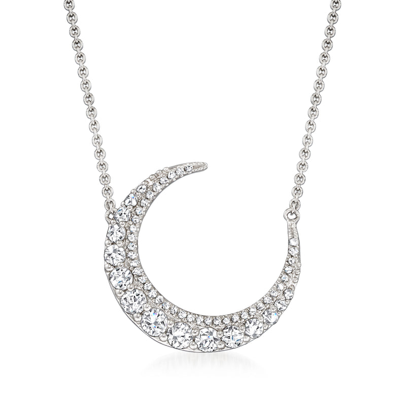 Diamond moon necklace in white gold
