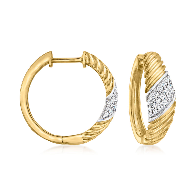 18kt gold over sterling diamond cluster hoop earrings