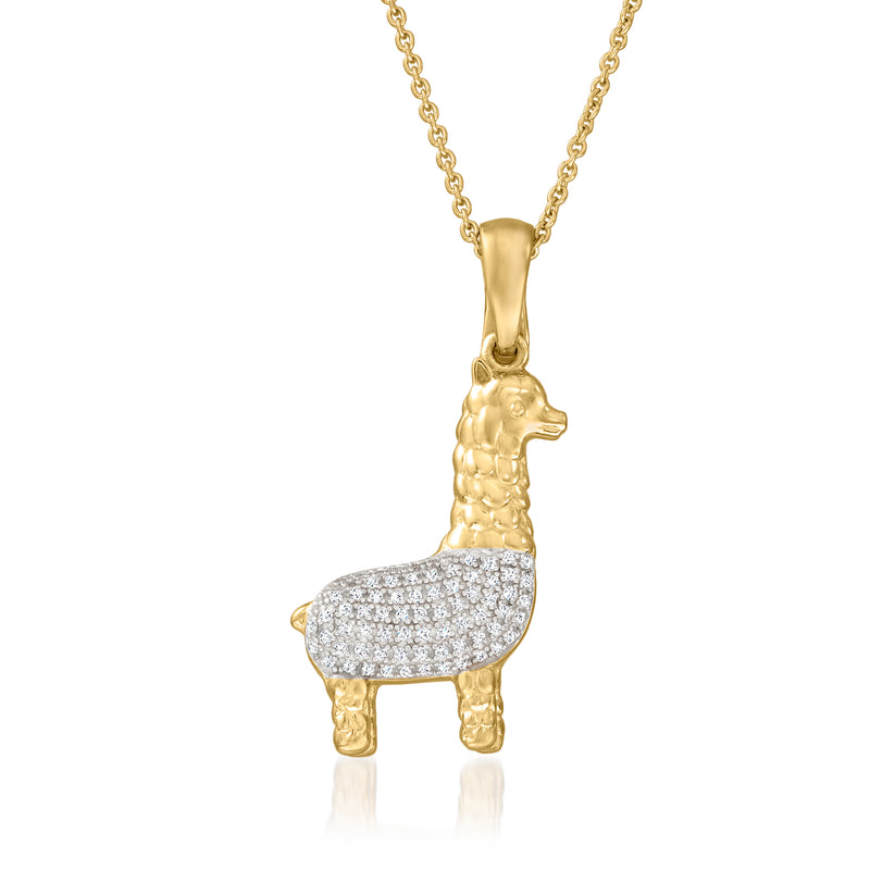 Gold over sterling diamond llama pendant necklace
