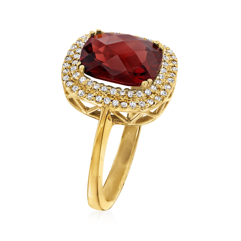 3.50 Carat Garnet Ring with .21 ct. t.w. Diamonds in 14kt Yellow Gold