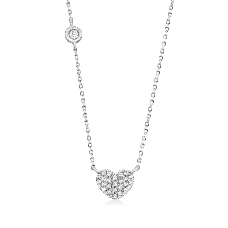 14kt white gold heart pendant necklace with diamond-accented openwork heart