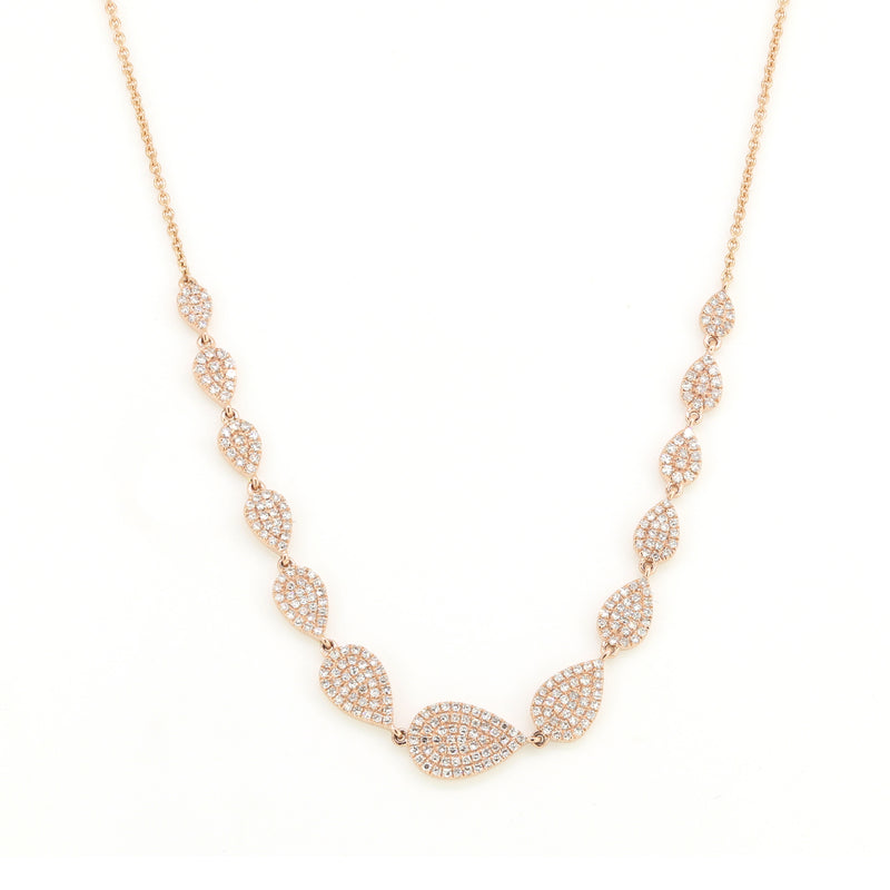Rose gold diamond teardrop station necklace