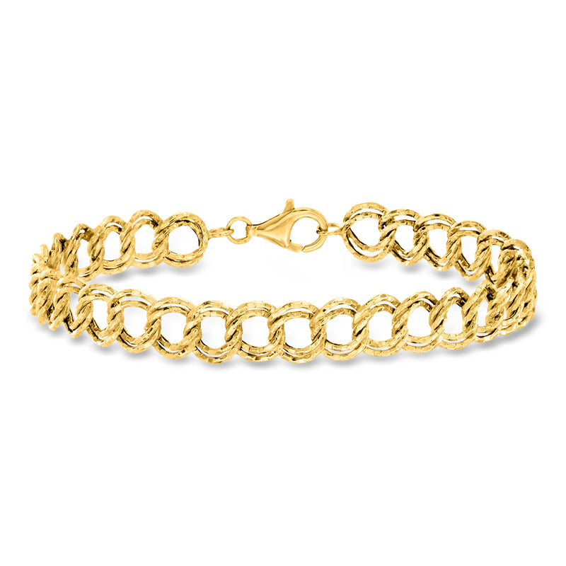 14kt yellow gold double-oval link bracelet, interlocking oval chain