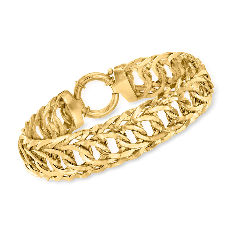 14k yellow gold interlocking oval-link bracelet with chunky polished links