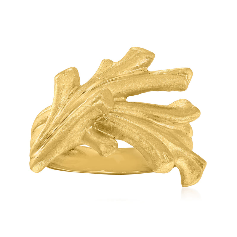 Gold-tone coral branch ring with raised leaf-like design