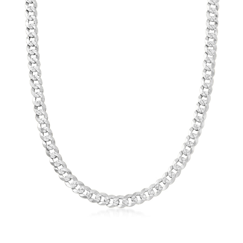 Sterling silver Cuban-link chain necklace with polished curb links
