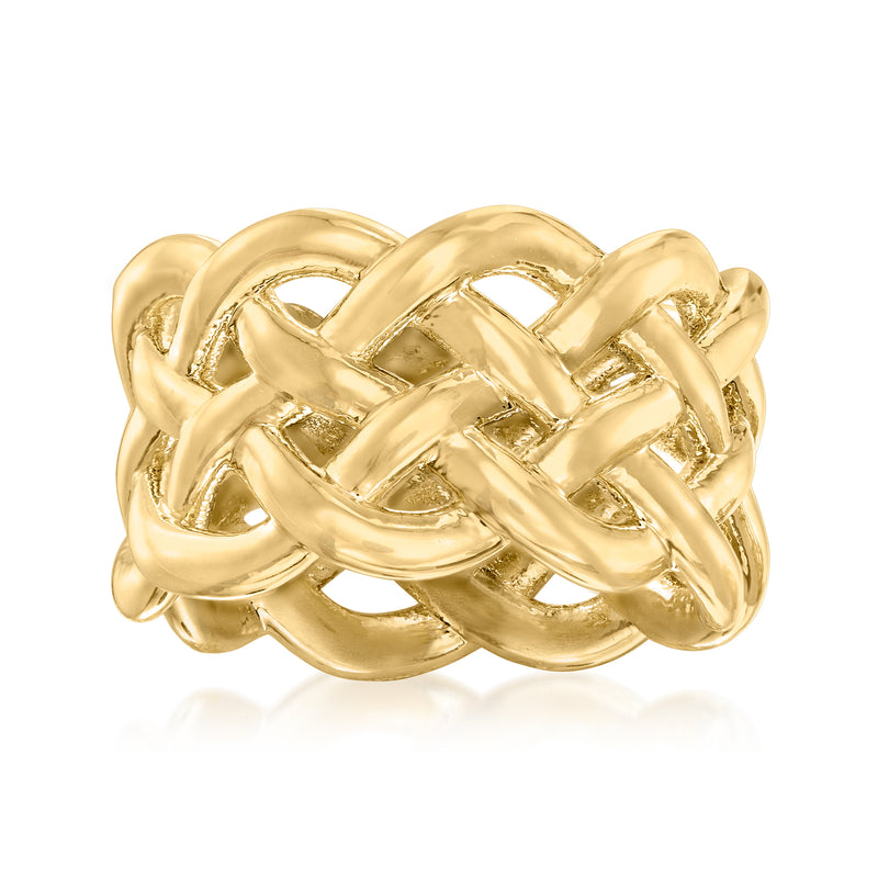 Yellow gold-tone braided knot ring