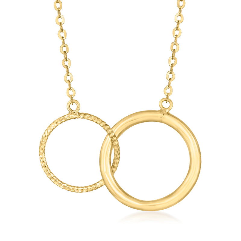 18kt yellow gold interlocking-circle necklace with linked rings pendant