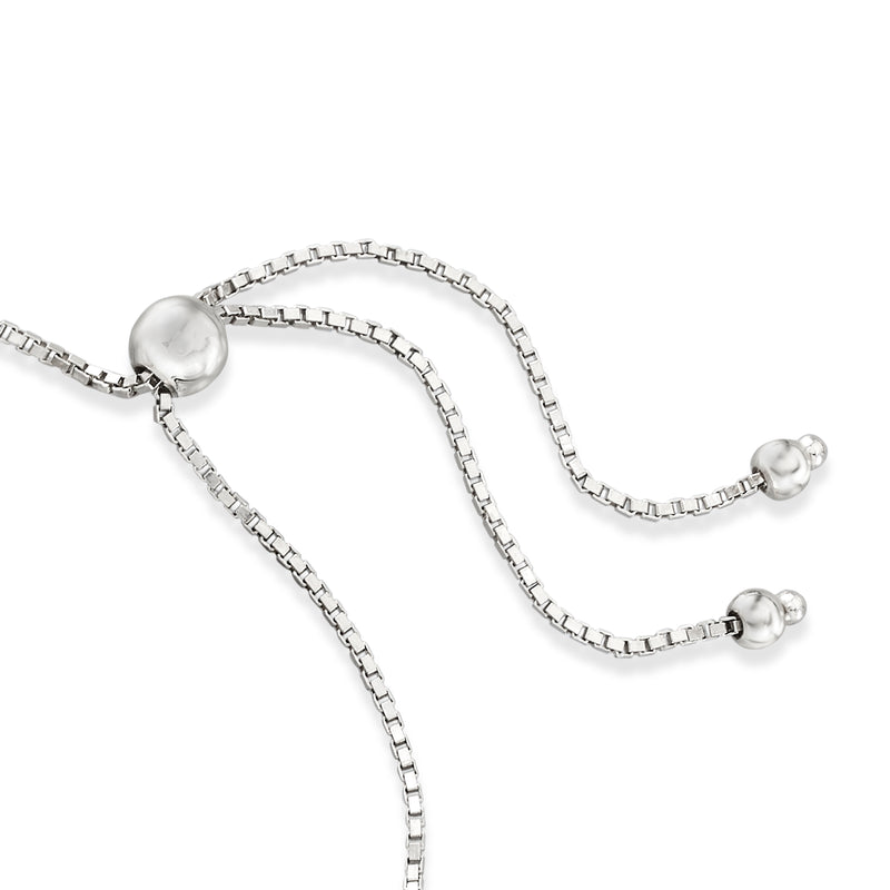 Sterling silver bolo bracelet with smooth end balls and oval-link chain