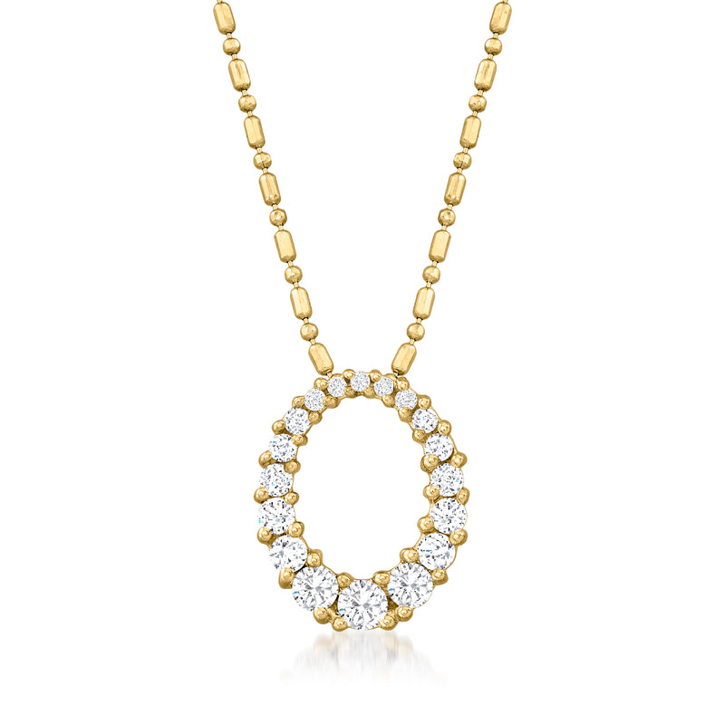 14kt yellow gold diamond graduated-circle pendant necklace with linked chain