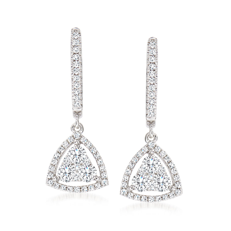 Diamond cluster drop earrings in 14kt white gold