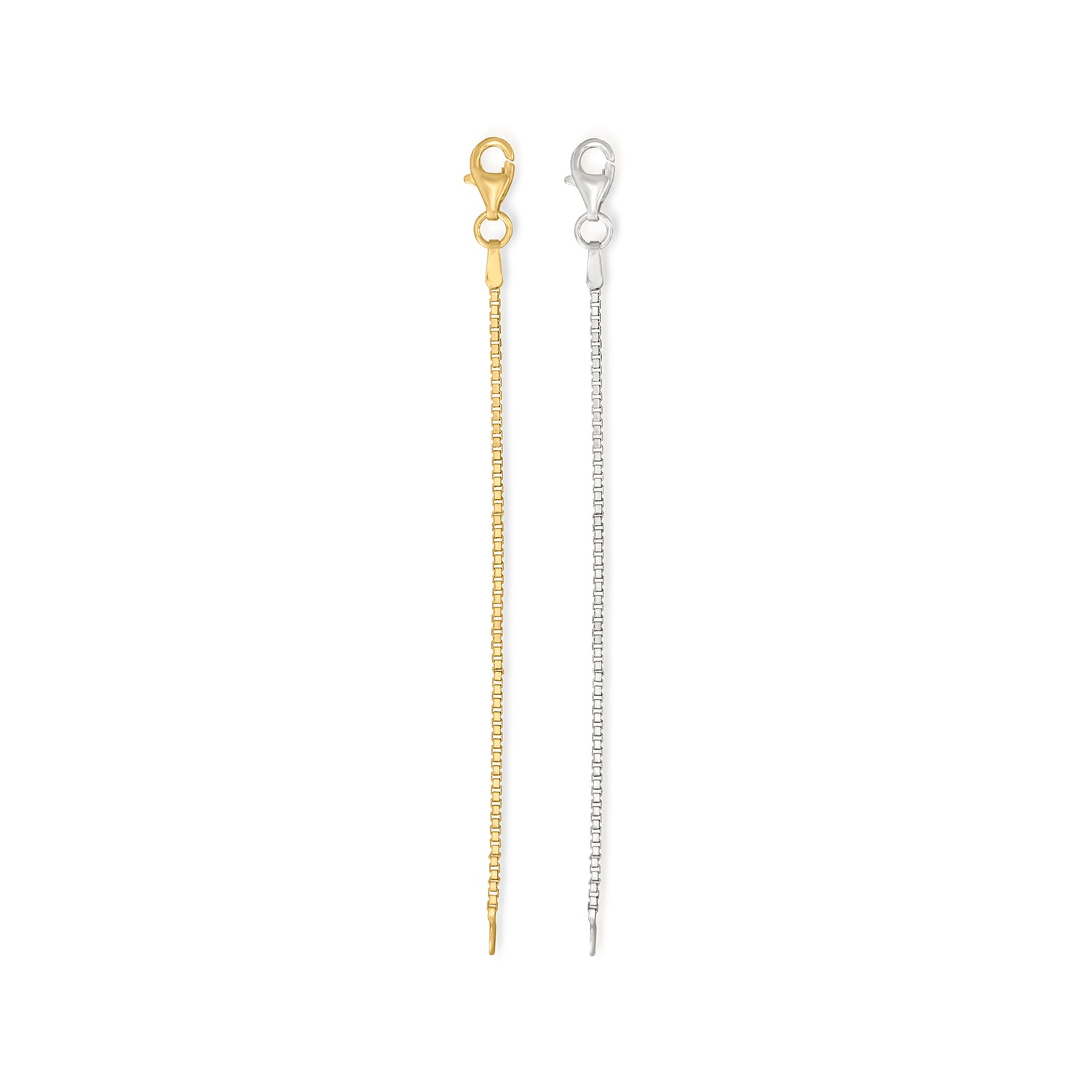 Sterling Silver and 18kt Gold Over Sterling Accessory Set: Two 3" Box-Chain Necklace Extenders