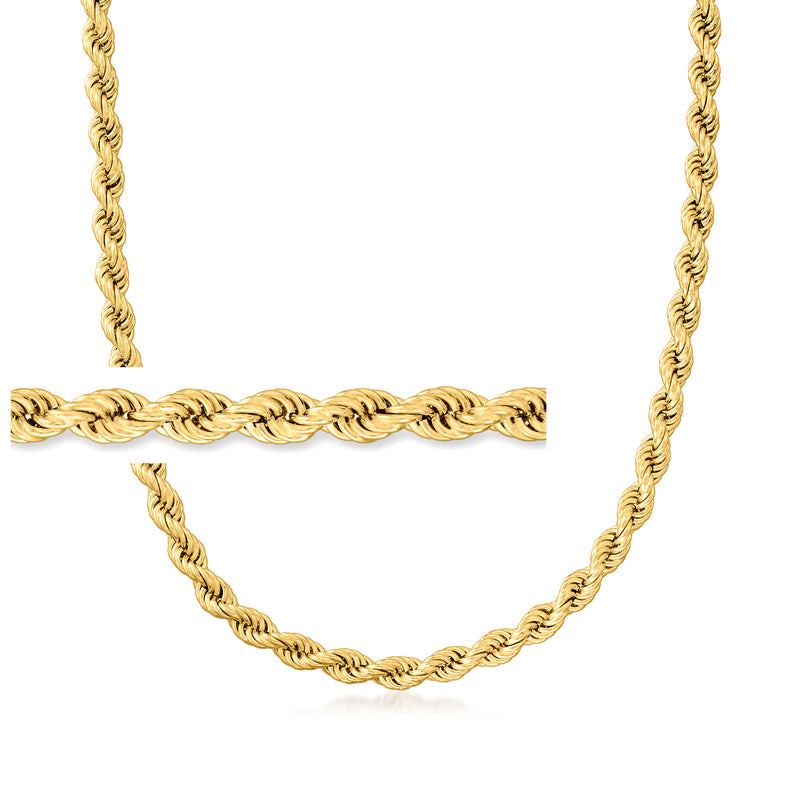 Gold rope-link chain necklace with braided rope design