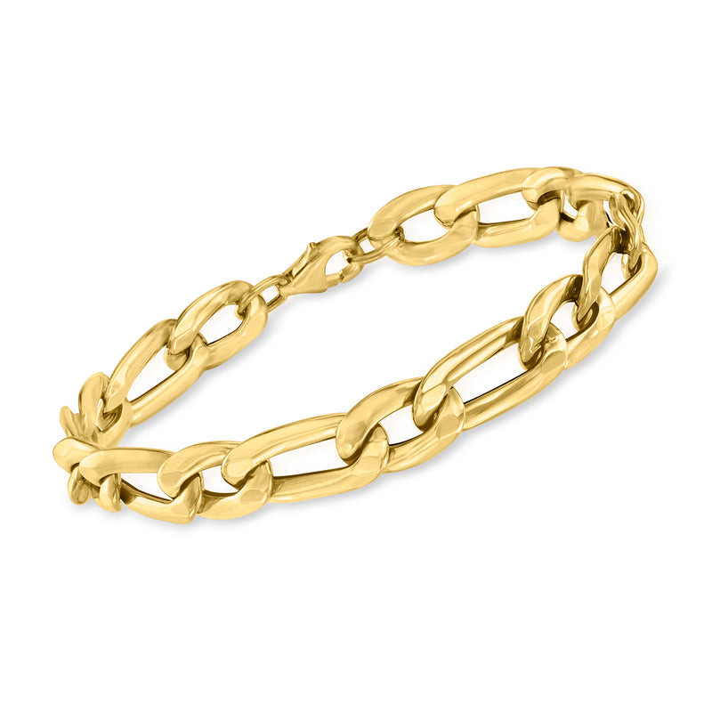 18kt yellow gold curb-link bracelet with polished oval chain links