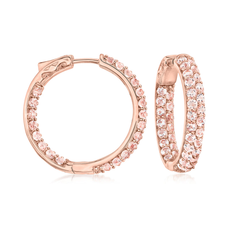 Morganite inside-outside hoop earrings in rose gold