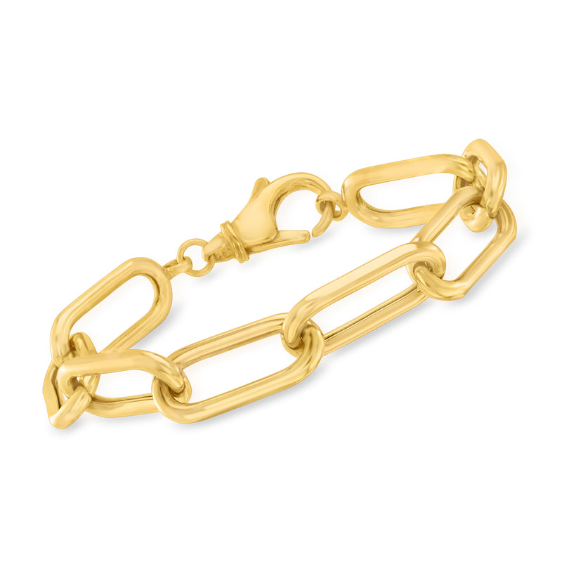 18kt gold over sterling large paper clip link bracelet with interlocking curved links