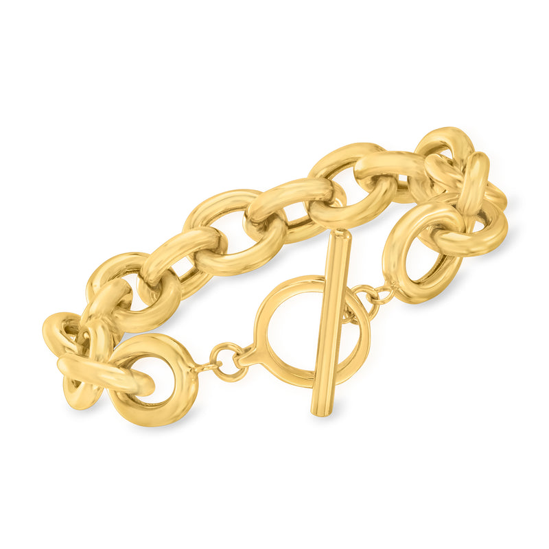 Gold over sterling oval-link bracelet with toggle clasp
