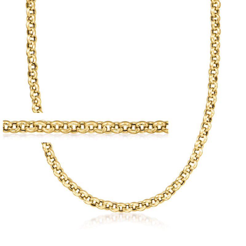 18kt yellow gold rolo-link necklace with repeating oval chain links