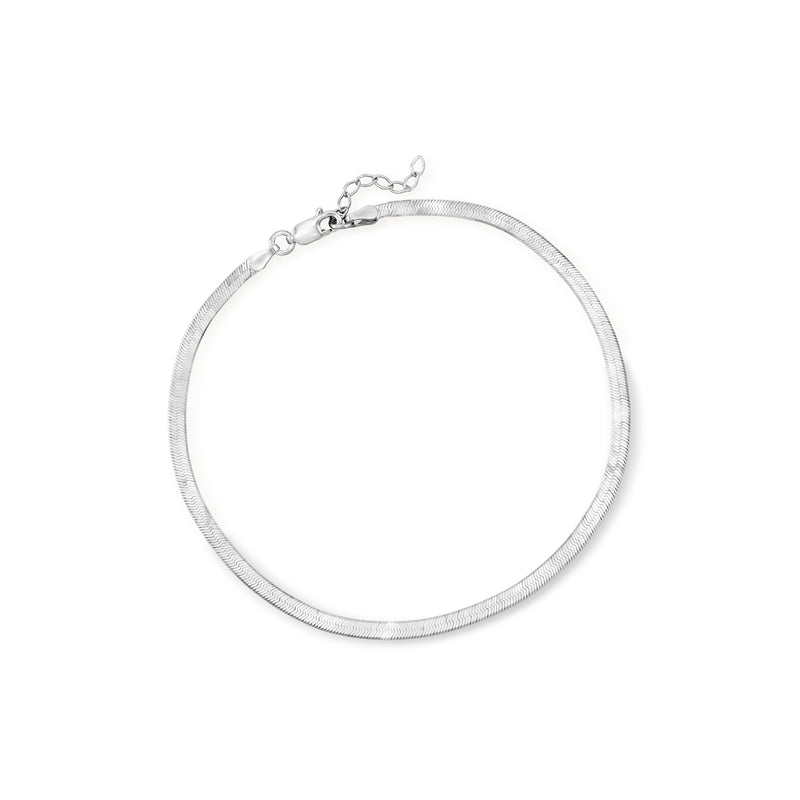 Sterling silver herringbone anklet chain with clasp
