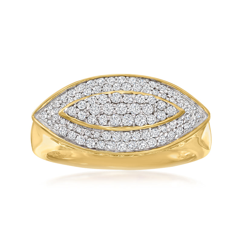 18kt gold over sterling marquise-cut diamond halo ring with oval center stones