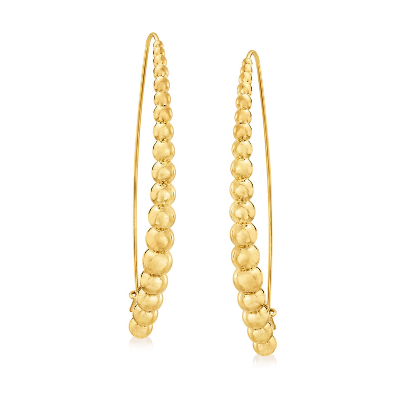 Roberto Coin 18kt yellow gold graduated round bead threader earrings, hoop wire