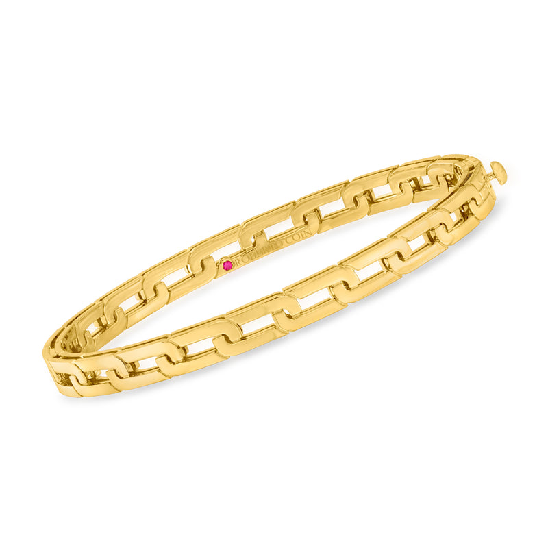 Roberto Coin 18kt yellow gold link bangle bracelet with pink gemstone accents