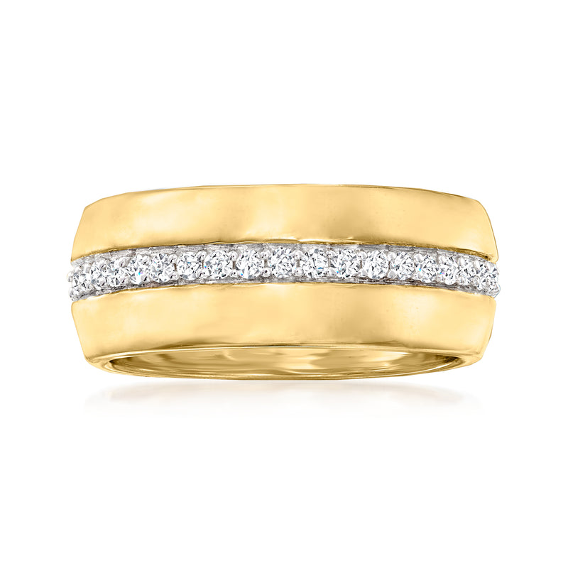 18kt gold over sterling diamond eternity band with center diamond row