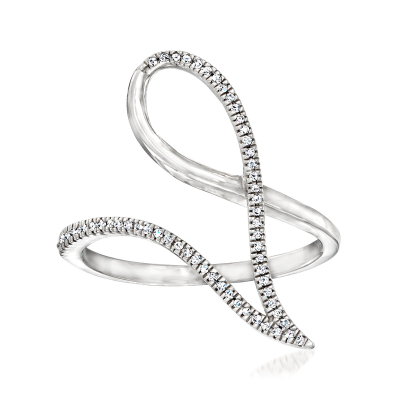 Diamond-accented geometric loop ring in 14kt white gold